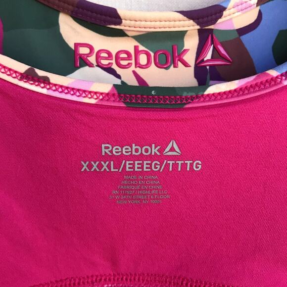 Reebok Multi Color Bright Camo Patterned XXXL Sport Bra with Pink Trim-Lining - Picture 6 of 7